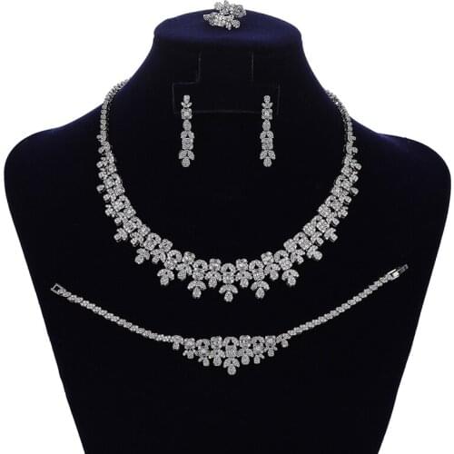 Jewelry Sets HADIYANA Gorgeous Dubai Beidal Necklace Earrings Ring And Bracelet Set Women Wedding Jewelry CN1826 Bisuteria