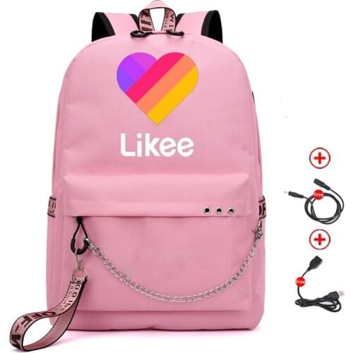 New LIKEE App Fashion backpack multifunction USB charging Travel School bag for teenagers Boys Girls Laptop Mochila