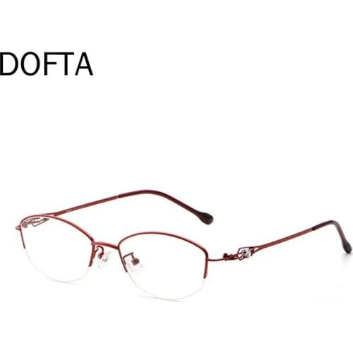 DOFTA Optical Glasses Frame Women Luxury Rhinestones Myopia Eyeglasses Half Alloy Lady Prescription Eyewear 5265