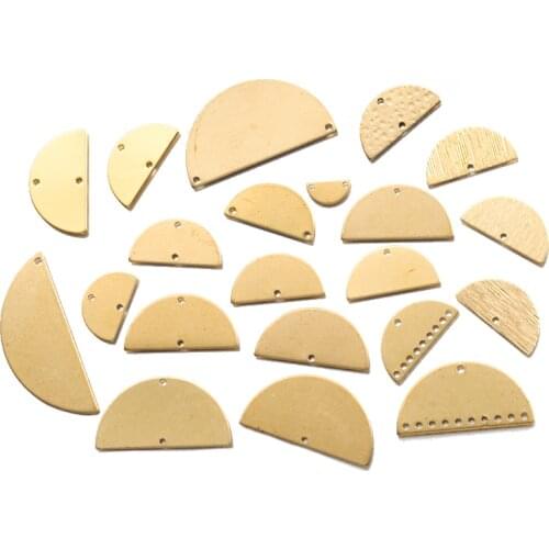 1pack Raw Brass D shape Connectors Semicircle-shape Half Round charms Blanks Stamping With Two Holes For DIY Jewelry Findings