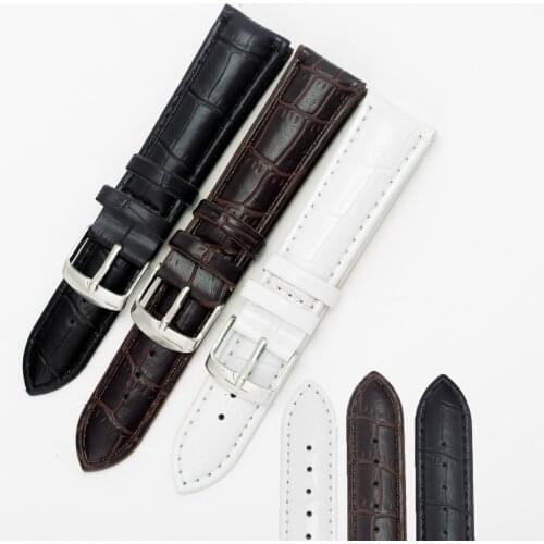 High Quality Leather Watchbands 20mm 22mm Bamboo Pattern Watch Strap Watch Accessories Thicken Wrist Belt with Silver Pin Buckle