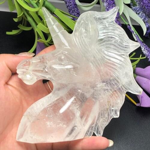 Natural Quartz Crystal Carved Unicorn Statue For Chakra Healing Products