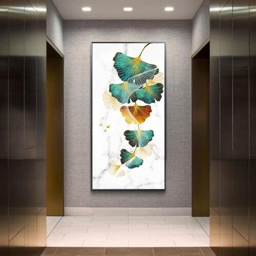 Modern Abstract Large Green Leaf Wall Art Picture Canvas painting Nordic Marble Texture Posters And Prints Living Room Decor