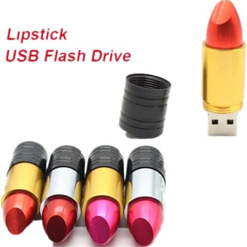Usb Flash Drive 2.0 128GB Portable Metal Women Lipstick Flash Memory Card 4G Pen Drive 8G 16G 32GB 64GB 256GB Pendrive Usb Stick