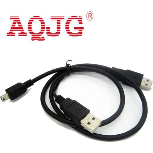 USB2.0 USB 2.0 double A Type 2A Male to Mini 5 Pin Male Y Cable 0.7m 70cm 2ft For 2.5" Mobile Hard Disk Drive HDD AQJG