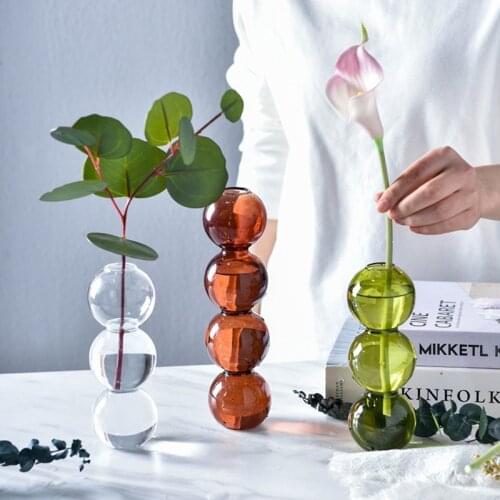 Stained Glass Gourd Shape Vase Water Planting Glass Vase Hydroponic Vase Dining Table Home Bedroom Decoration