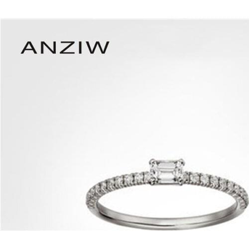 925 Sterling Silver White/Rose Gold Color Women Engagement Emerald Cut Ring Simulated Diamond Wedding Silver Bridal Ring Jewelry