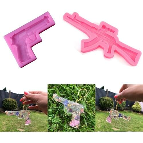 1Pcs Gun Shape Silicone Molds 3D Fondant Soap Epoxy Resin Casting Mould for DIY Craft Jewelry Making Pendants Baking Cake Tools