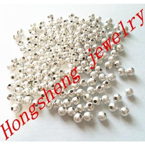 1000/PCS 4mm silver Color copper Stardust Round Beads Spacer beads jewelry Finding, Free shipping