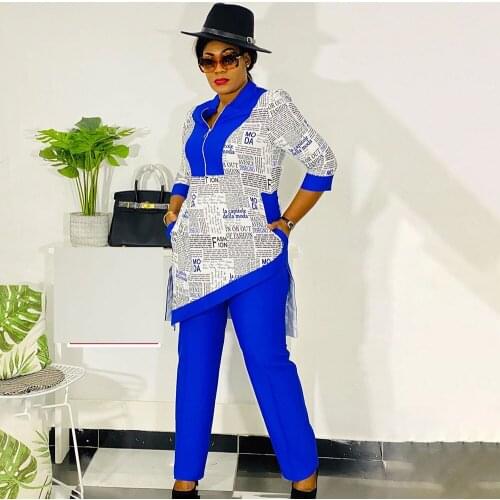 2021 Muslim Sets Dashiki African New Fashion Suit female Zip Collar For Lady tracksuit women