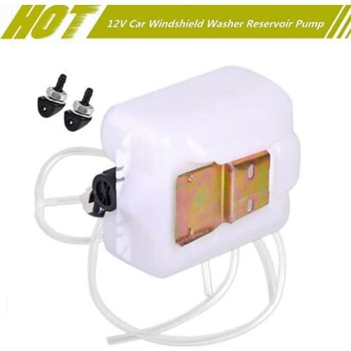 2Pin Car Windshield Washer Reservoir Bottle Tank W/12V Pump Hose Jet Universal