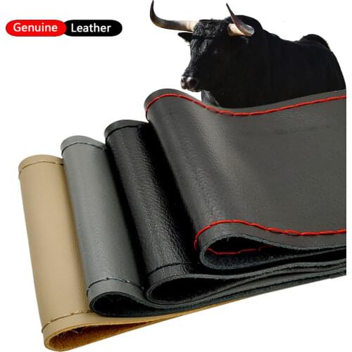 38cm DIY Universal Anti-slip Breathable Cowhide Car Steering Wheel Cover Case With Needles and Thread ultra soft protective case