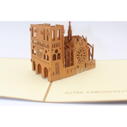 3D Laser Cut Handmade Retro Notre Dame de Paris Paper Invitation Greeting Cards PostCard Kids Birthday Creative Gift Souvenir