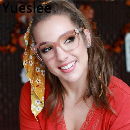 47470 Rectangle Acetate Glasses Frame Women Optical Fashion Computer Eyeglasses Italy Design Womens Two Tone Womens Glasses
