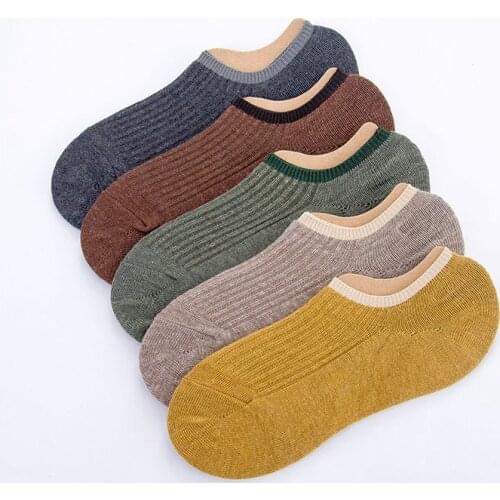 5 pairs of mens fashion cotton invisible socks summer deodorant and sweat-absorbent shallow breathable trendy boat socks