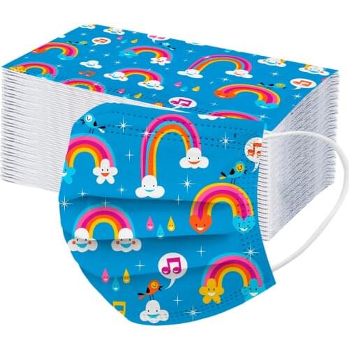 50pc Cute Face Masks Disposable Mask For Kids Children Breathable 3ply Protec Mouth Cover Pm25 Filter Masks Halloween Cosplay M