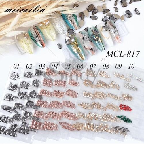 60pcs Mixed Style Strass Nail Rhinestones Design For Nails Art Decorations Crystal Glass Charms Partition Nail Accessories Set