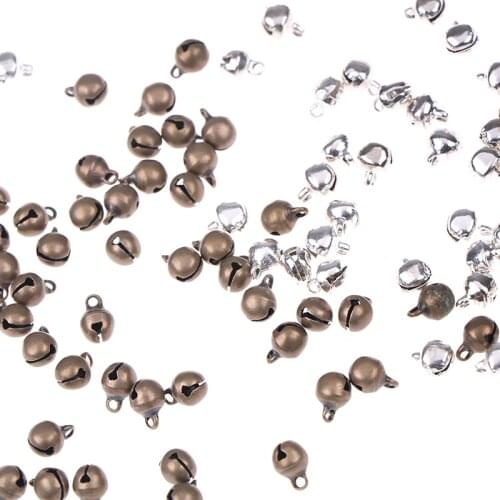 50Pcs Bronze Color Brass Small Jingle Bell Pendant Charm Jewelry Loose Spacer Beads For Jewelry Making