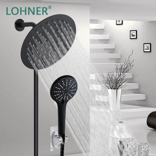 Black High Pressure Shower Head With Hose Rainfall Holder Pommeau Pomeau De Douche Accessoire Economie Eau Luxe Douchekop