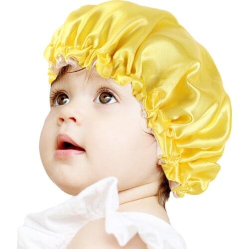 Double Sided Satin Night Sleep Cap Kids Girls Turban Band Elastic Bonnet Beanie Nightcap Sleeping Hat Head Wrap Hair Care Cover