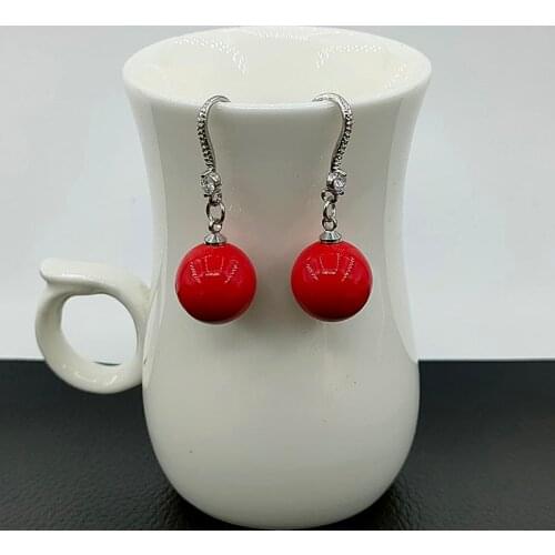 Elegant Round Imitation Pearl Dangle Earrings Dazzling CZ Women Engagement Wedding Graceful Accessories Fashion Earrings A454