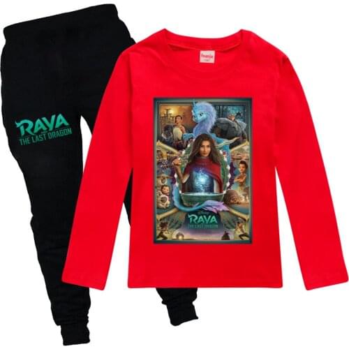 Kids Clothing Sets Raya and The Last Dragon Girls Boys Long Sleeve T-shirts + Pants Cotton Sweatshirt Children Cartoon Outfits