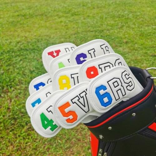 Exquisite digital embroidery iron golf iron set protective cover, club head cover, ball head cap cover, 456789APSX 10 pcs