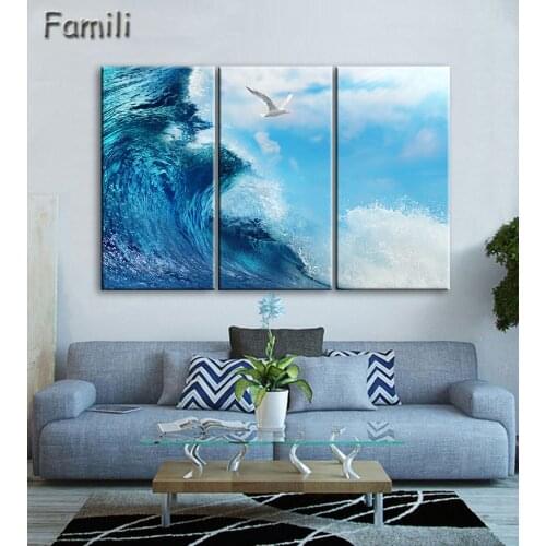 3Pieces/set Canvas Paintings Wall Art Sunset And Beach With Sea Wave Painting Canvas Picture Home Decor For Childrens room