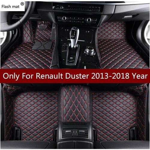 Flash mat leather car floor mats for Renault Duster 2013 2014 2015 2016 2017 2018 Custom auto foot Pads automobile carpet cover