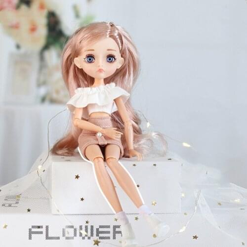 New 26cm Purple Eyes Simulation Long Eyelashes Doll with Fashion Clothes and Shoes Dress Up Doll 11 Joint Movable Body DIY Toy