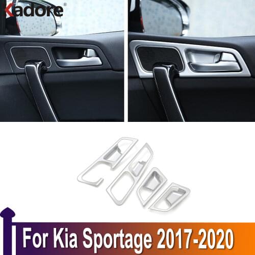 Matte Interior Inner Door Handle Catch Cover Trim Inserting Decal Panel For Kia Sportage 2017 2018 Car Interior Accessories