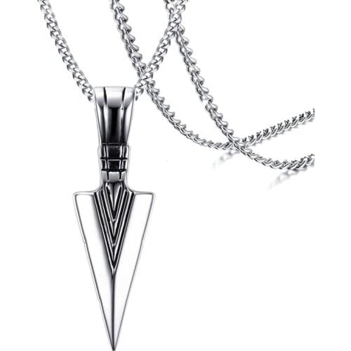 Mens Arrow Pendant Necklace for Men Stainless Steel Male Punk Retro Jewelry