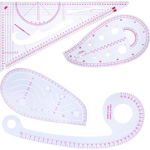 Nonvor 4pcs/set Metric Ruler Set Sewing Ruler Set French DIY Clothing Drawing Template Metric Ruler Set French Curve Pattern