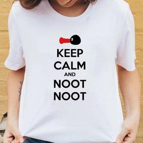 Noot Noot Pingu Summer T-shirt Women Kawaii Cartoon Harajuku Fashion Tops Funny Animal Graphic Printed Cotton Tee Casual Tops