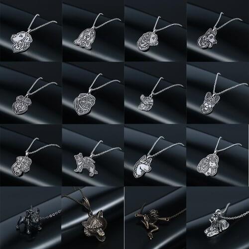 Chereda 3D Dog Womens Necklaces Antique Silver Color Husky Shepherd Pago Animal Fashion Choker Pet Lover Jewelry Gift