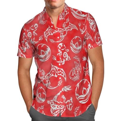 Red Anime 3D Print Beach Hawaiian 2021 Summer Shirt Short Sleeve Shirt Streetwear Oversized 5XL Camisa Social Chemise Homme-06