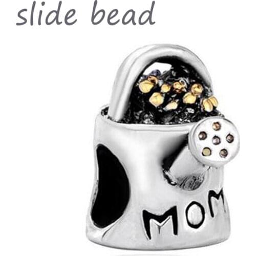 Fit Pandora charm bracelets Mom Charms Beads Watering Flower Pot Beads Charms beads for jewelry making