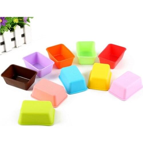 Rectangle Silicone Small Loaf Pan Silicone Muffin Baking Cups Cupcake Cake Mold 7.6*5.5*2.8cm 1000pcs ZA5743