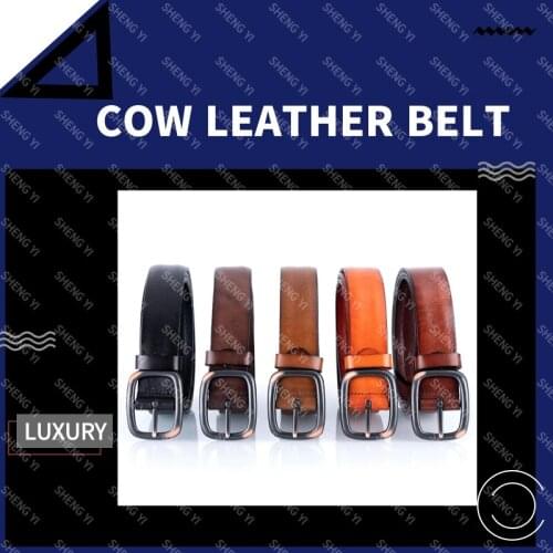 Luxury Handmade single needle buckle Mans Belt Cowhide Retro All-match Casual Jeans Soft Belt