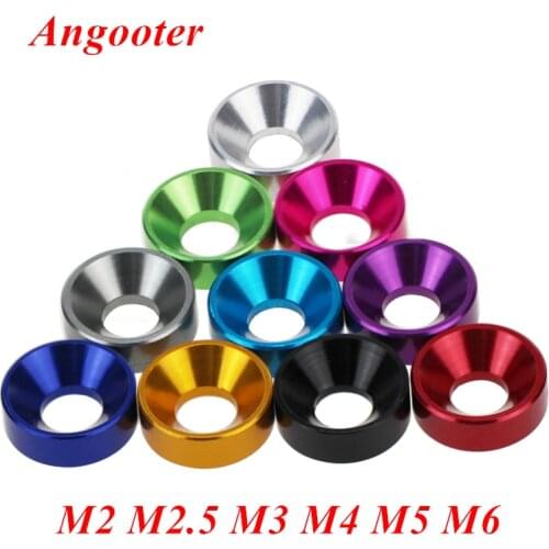 10pcs aluminum flat washer gasket M2 M2.5 M3 M4 M5 M6 Aluminum colourful anodized Ccountersunk head bolt washer Gasket
