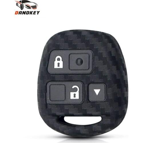 Dandkey Carbon Fiber Silicone Car Key Fob Case For Lexus GX470 LX470 ES300 GS LS For Toyota Rav4 Auto 3 Buttons Protection Cover