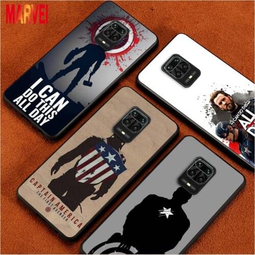 Captain America Art Silicone Cover For Xiaomi Redmi Note 10 10S 9T 9S 9 8T 8 7 6 5A 5 4 4X Prime Pro Max Black Phone Case
