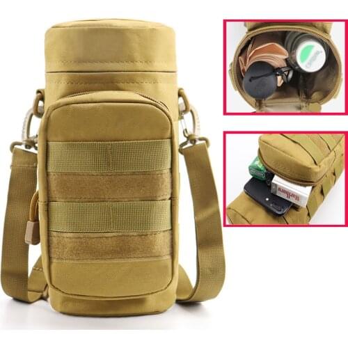 Molle System Military Kettle Waist Bag Tactical Water Bottle Pouch Large Capacity Outdoor Hunting Hiking Fishing Kettle Bag