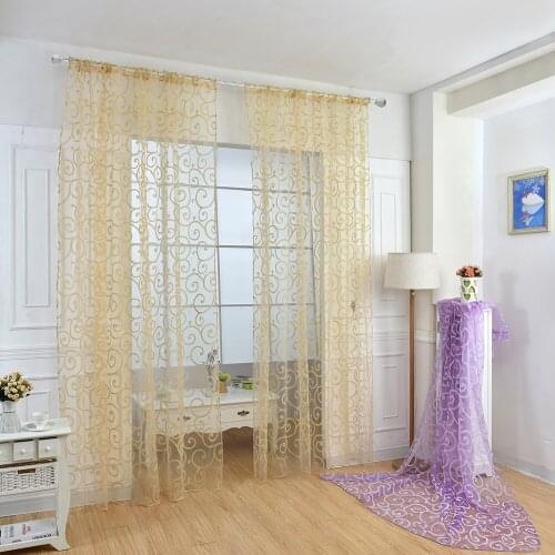 European Style Printed Design Home Decoration Modern Curtain Tulle Fabrics Organza Sheer Living Room Furniture Home Decor D30