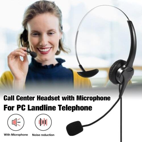 Crystal Socket Wired Single Ear Headset Telephone Voice Interphone Headphone With Mic Noise Cancelling For Call Center Customer