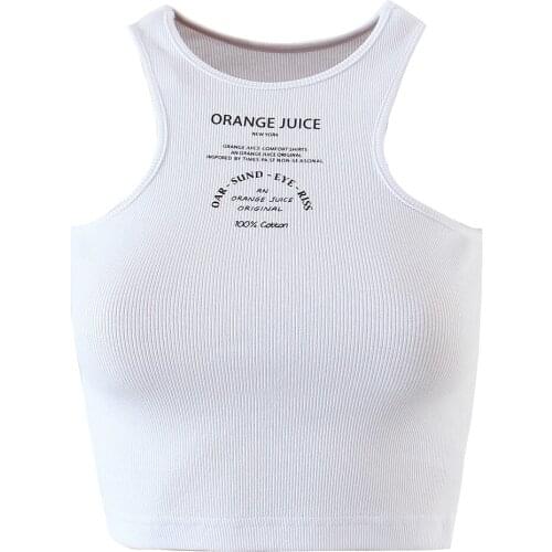 Summer black crop top women casual tank top korean sleeveless womens tops sexy knit letter print tops black white crop top cute