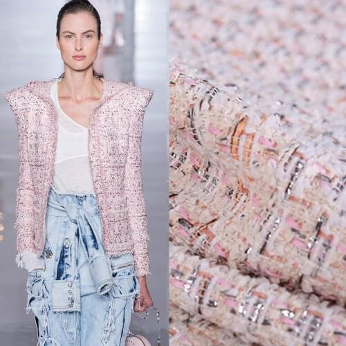 Iceland blue pink weaving wool cotton tweed fabric for coat ткань african telas bazin riche getzner tissu ткани sewing tela DIY