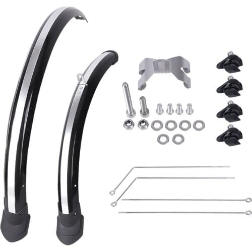2pcs16 20 inch Bicycle Fender Front Rear Mudguard Double Bracing Adjustable Size Bike wings for Folding Bike Chrome plastic
