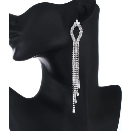 YFJEWE New silver color gold color Female Zircon crystal Long tassel Earrings Jewelry Wedding Active Dangle Style Gifts E726