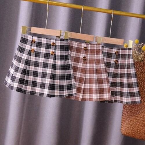 Girl Bottoms New Summer Clothes Korean College Style Pleated Skirt for Baby Girls Kids Cute Fashion Plaid Skirts